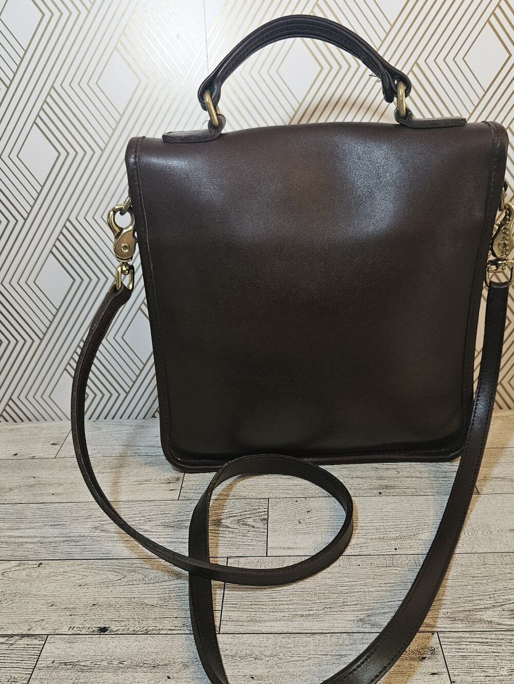 Vintage Coach Mahogany Brown Station Bag 1999 Top Handle Cross Body Made in USA - Picture 4 of 14